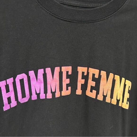 HOMME FEMME Homme+Femme Rainbow Black Short Sleeve Crew neck T-Shirt - Picture 9 of 12